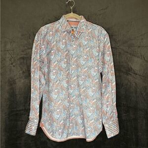 Stylish Blue and Orange Patterned Men's Shirt